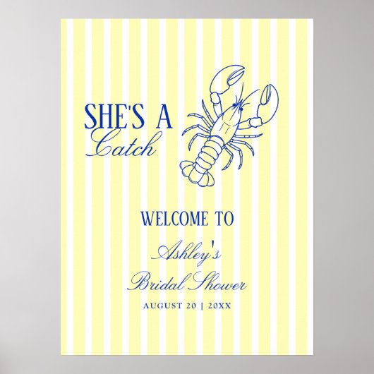 She's A Catch Coastal Bridal Shower Welcome ポスター (正面)