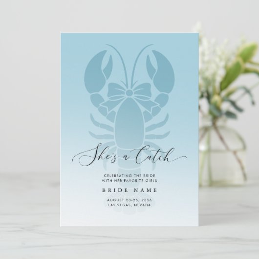 She's a Catch Coastal Lobster Bachelorette Weekend 招待状 (スタンド正面)