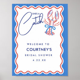 She's A Catch Coastal Lobster Bridal Shower ポスター