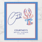 She's A Catch Coastal Lobster Bridal Shower ワインラベル (シングルラベル)