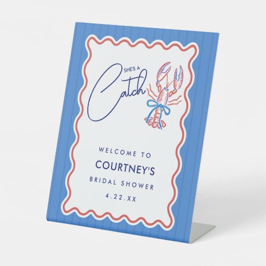She's A Catch Coastal Lobster Bridal Shower 台座サイン (正面)