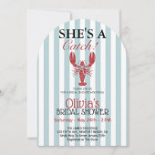 She's a Catch Coastal Lobster Bridal Shower 招待状 (正面)