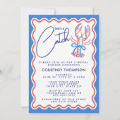 She's A Catch Coastal Lobster Bridal Shower 招待状 (正面)