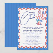 She's A Catch Coastal Lobster Bridal Shower 招待状 (正面/裏面)