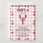 She's a Catch Coastal Lobster Bridal Shower  招待状 (正面)