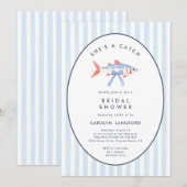 She's a Catch Fishermans Aesthetic Bridal Shower 招待状 (正面/裏面)