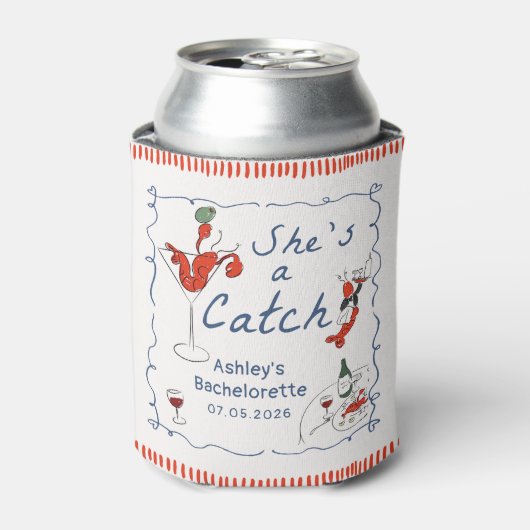 She's A Catch Lobster Bachelorette Can Cooler 缶クーラー (缶正面)