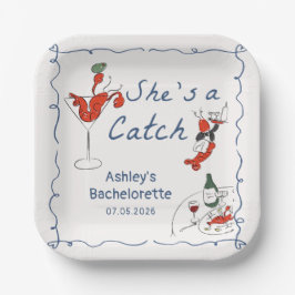She's a catch Lobster Bachelorette Paper Plates ペーパープレート