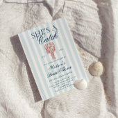 She's a catch Lobster Blue Striped Bridal Shower 招待状