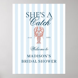 She's a catch Lobster Bridal Shower Welcome ポスター