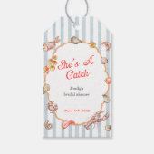 She's A Catch Lobster Coastal Bridal Shower ギフトタグ (正面)