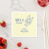 She's A Catch Lobster Coastal Bridal Shower スタンダードカクテルナプキン (インサイチュ)