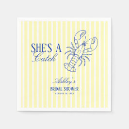She's A Catch Lobster Coastal Bridal Shower スタンダードカクテルナプキン