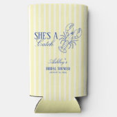She's A Catch Lobster Coastal Bridal Shower スリム缶クーラー (裏面)