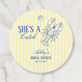 She's A Catch Lobster Coastal Bridal Shower フェイバータグ (裏面)