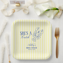She's A Catch Lobster Coastal Bridal Shower ペーパープレート