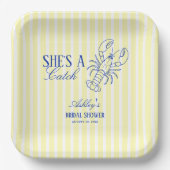 She's A Catch Lobster Coastal Bridal Shower ペーパープレート (正面)