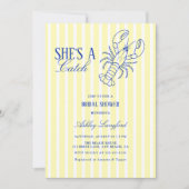 She's A Catch Lobster Coastal Bridal Shower 招待状 (正面)