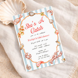 She's A Catch Lobster Coastal Bridal Shower 招待状