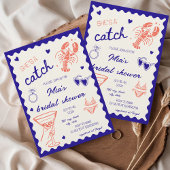 She's a catch Lobster Hand Drawn Bridal Shower 招待状