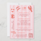 She's A Catch Lobster Pink Orange Bachelorette 招待状 (裏面)