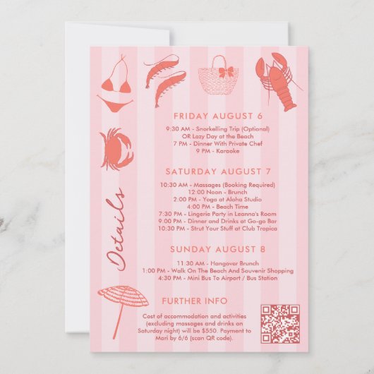 She's A Catch Lobster Pink Orange Bachelorette 招待状 (裏面)