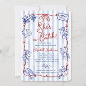 She's A Catch Whimsical Bridal Shower 招待状 (正面)
