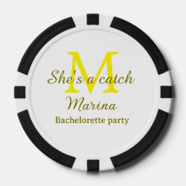 She's a catch yellow monogram bachelorette party n ポーカーチップ
