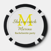 She's a catch yellow monogram bachelorette party n ポーカーチップ (裏面)