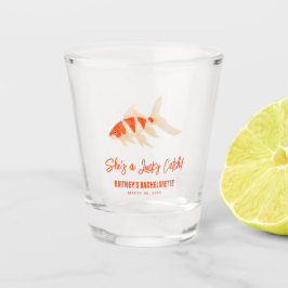 She's A Lucky Catch Koi Fish Blue Bachelorette ショットグラス
