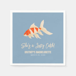 She's A Lucky Catch Koi Fish Blue Bachelorette スタンダードカクテルナプキン
