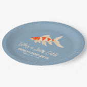 She's A Lucky Catch Koi Fish Blue Bachelorette ペーパープレート (アングル)