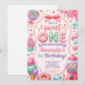 She's a Sweet One Birthday Invitation Template (正面/裏面)
