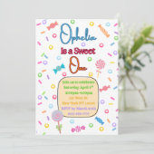 She's a Sweet One First Birthday Party Invitation サンキューカード (スタンド正面)