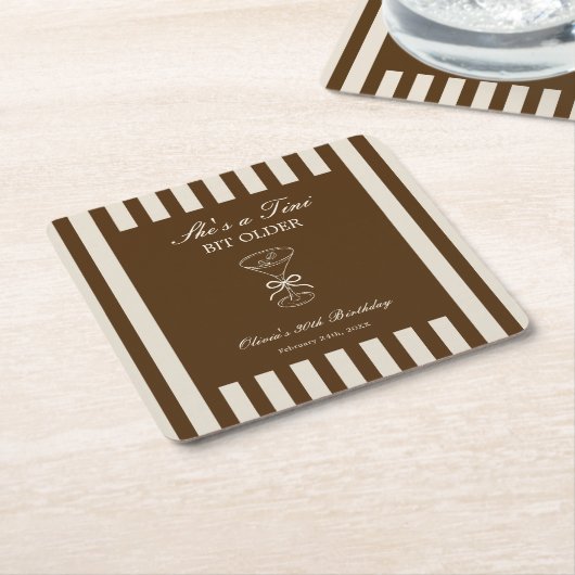 She's A Tini Bit Older Coffee Martini Birthday スクエアペーパーコースター (アングル)