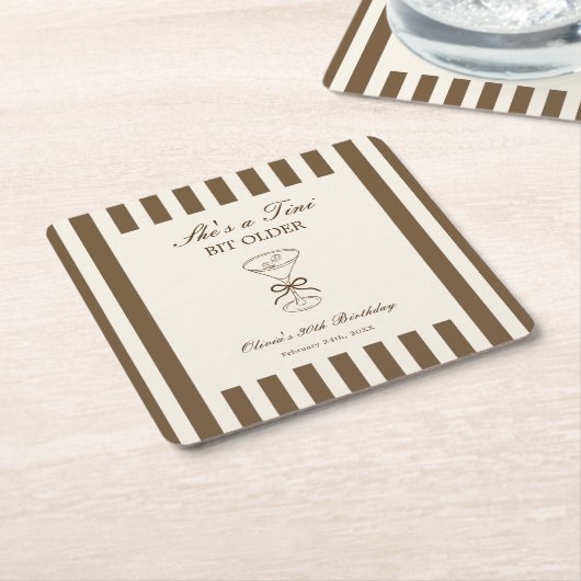 She's A Tini Bit Older Coffee Martini Birthday スクエアペーパーコースター (アングル)