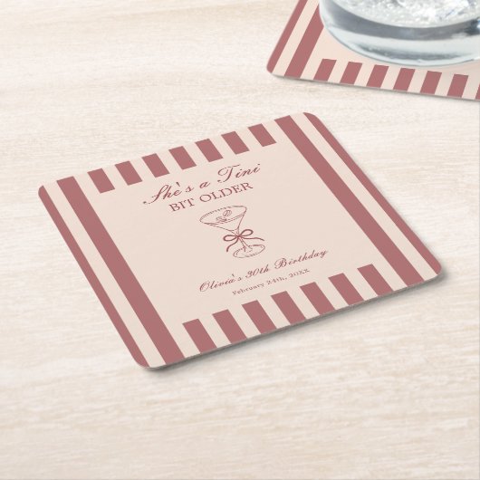 She's A Tini Bit Older Coffee Martini Birthday スクエアペーパーコースター (アングル)