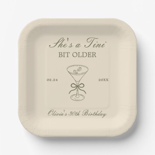 She's A Tini Bit Older Coffee Martini Birthday ペーパープレート (正面)