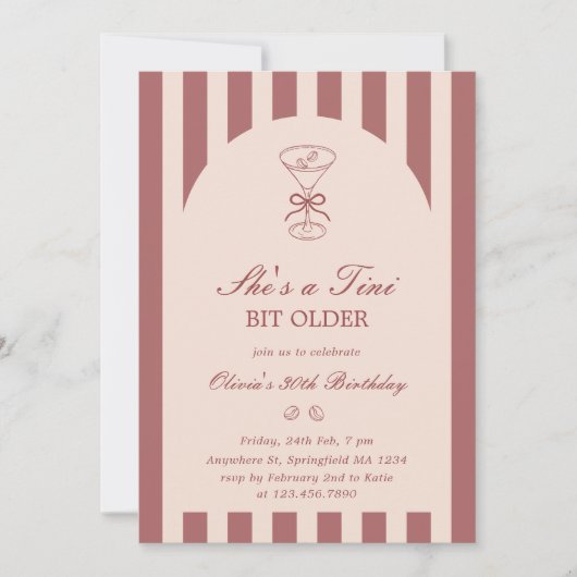 She's A Tini Bit Older Coffee Martini Birthday 招待状 (正面)