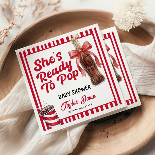 She's about to pop Baby Shower スタンダードカクテルナプキン