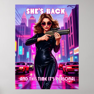 She's Back -レトロフェムネオンポップ・アートのアートポスター ポスター