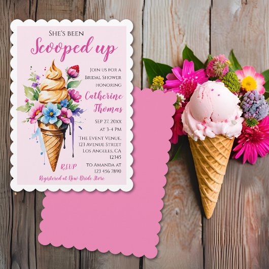 She's Been Scooped Up アイスクリーム ブライダルシャワー 招待状