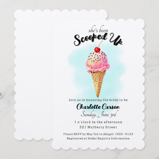 She's Been Scooped Up! - Bridal Shower Invitation 招待状 (正面/裏面)
