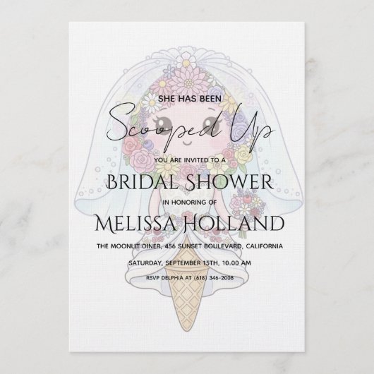 She's Been Scooped Up Ice Cream Bridal Shower 招待状 (正面)