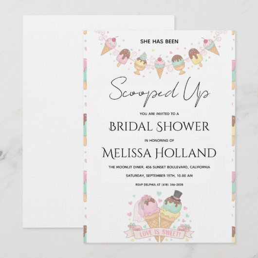 She's Been Scooped Up Ice Cream Bridal Shower 招待状 (正面/裏面)