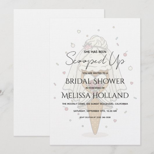 She's Been Scooped Up Ice Cream Bridal Shower 招待状 (正面/裏面)