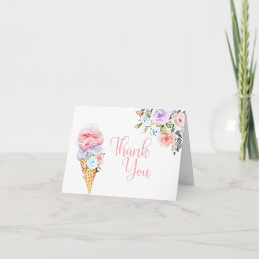 She's Been Scooped Up Ice Cream Thank You Card サンキューカード (正面)