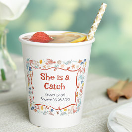 She's Catch Coastal Bridal Shower Hot Cup Sleeves 紙コップ