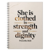She's clothed in strength. Bible verse notebook ノートブック (正面)