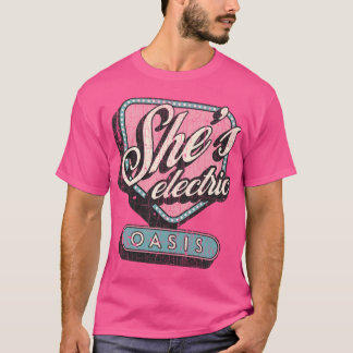 SheS Electric レトロ ヴィンテージ オアシス バンド おもしろ ガール Tシャツ